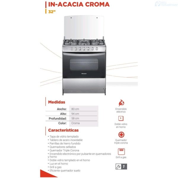 incluyendo COCINA INNOVA ACACIA 5 QUEMADORES 32 PLGDA TRIPLE CORONA PARRILLAS HIERRO y más. Descubre la comodidad y el rendimiento en cada dispositivo. ¡Mejora tu vida cotidiana con nuestra gama de productos para el hogar! LINEA BLANCA. COCINAS INNOVA - BellNovainser