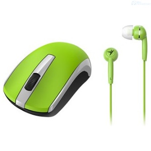 MOUSE GENIUS + AUDIFONO MH-8100 VERDE INALAMBRICO RECARGABLE