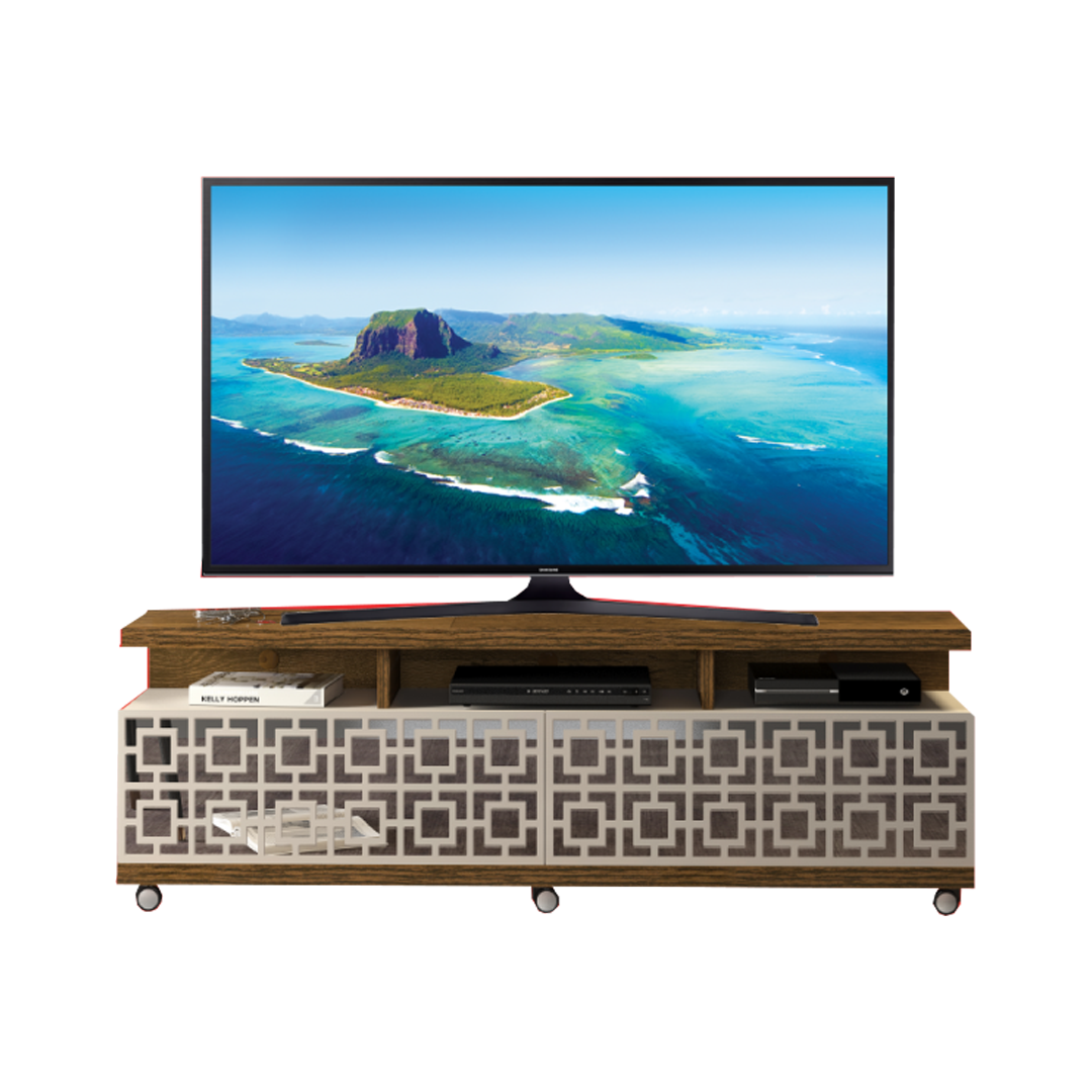 MESA PARA TV EL BOSQUE REALI 70 PLGDA ROBLE CLARO/BLANCO CON ESPEJO 18479.134