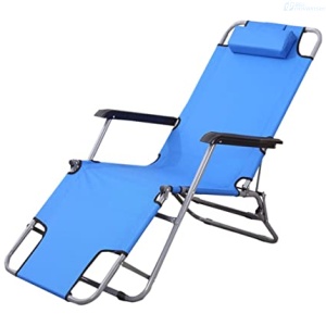 SILLA PLAYERA PLEGABLE AZUL CON TUBO  GRIS