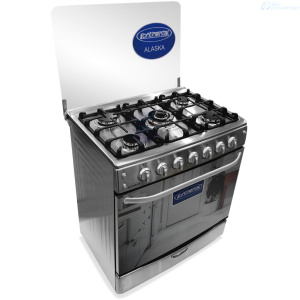 COCINA CONTINENTAL ALASKA 5 QUEMADORES 30 PLGDA TABLERO Y CUERPO ACERO INOXIDABLE GRILL 808