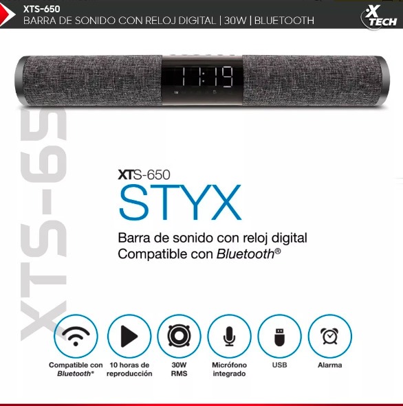 BARRA DE SONIDO XTECH XTS-650 30W RSM USB BLUETOOTH ALARMA barra BellNovainser