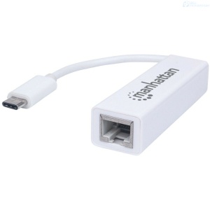 CONVERTIDOR MANHATTAN USB TIPO C A RJ45 10/100/1000 BLANCO