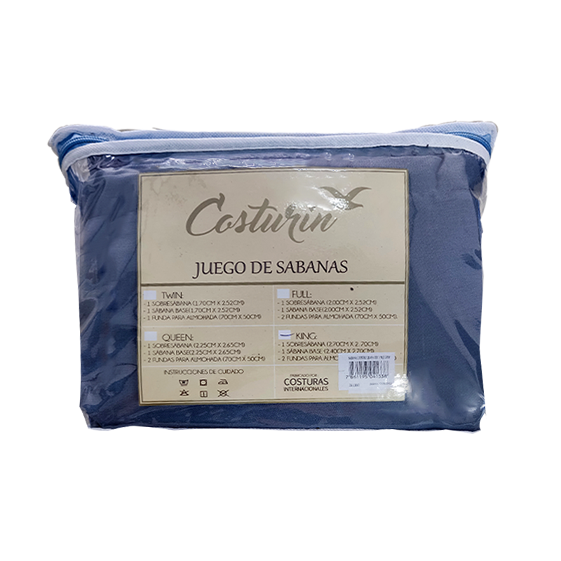 JUEGO DE SABANA COSTURIN LUXURY LLANA 1 1/2 PLAZA VARIOS COLORES