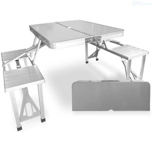 MESA CON SILLAS PEGABLES T1901 DE ALUMINIO