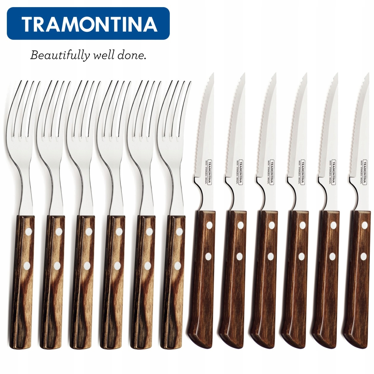 JUEGO DE CUBIERTOS TRAMONTINA CHURRASCO PARA ASADO 21199/909 12 PIEZAS