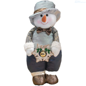 ADORNO DE NAVIDAD MUÑECO NIEVE GRIS PANTALON AZUL SH39-202122B
