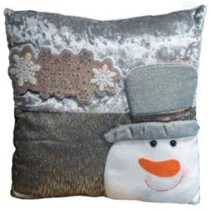 ADORNO DE NAVIDAD COJIN MUÑECO NIEVE LET IT SNOW SH39-202125B 33X33X12