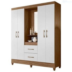 ARMARIO EL BOSQUE NITEROI 983026.7 CON ESPEJO Y PATAS NATURALE BLANCO