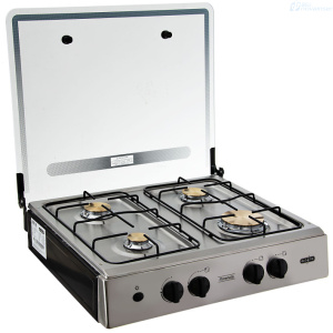 COCINETA ECOLINE FLORENCIA II 4 QUEMADORES 21 C/T VIDRIO INOX PLUS NEGRO 113407