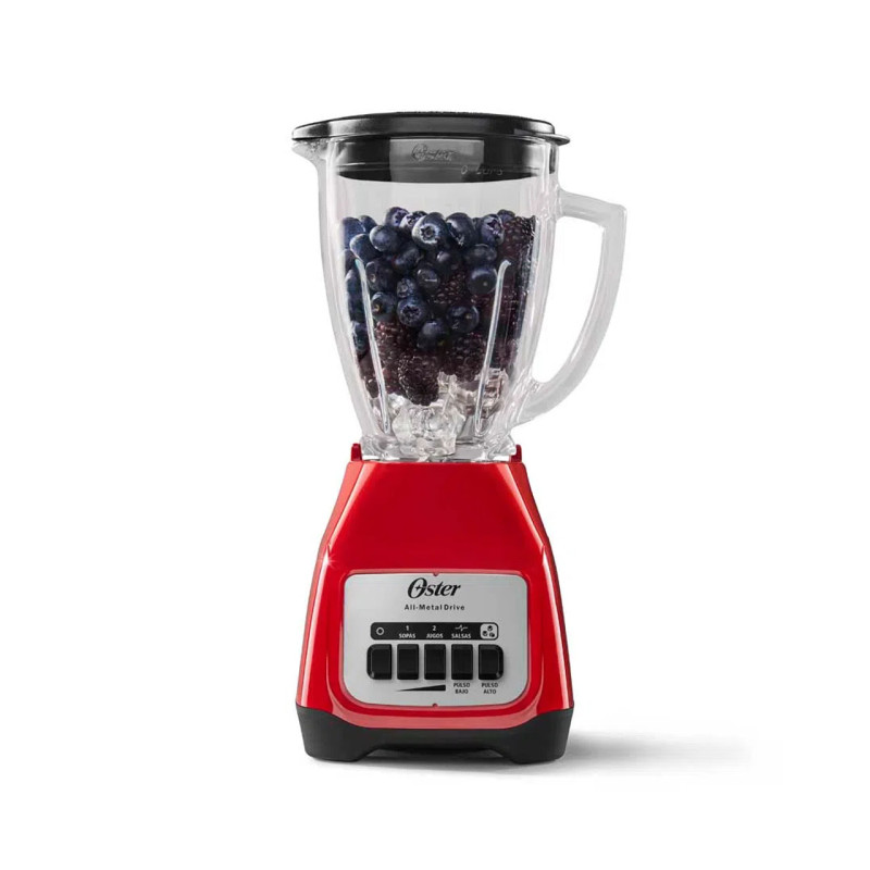LICUADORA OSTER BLSTKAG-RPB-013 VASO VIDRIO 1.5 L 2 VELOCIDADES C/PULSO 800W ROJO