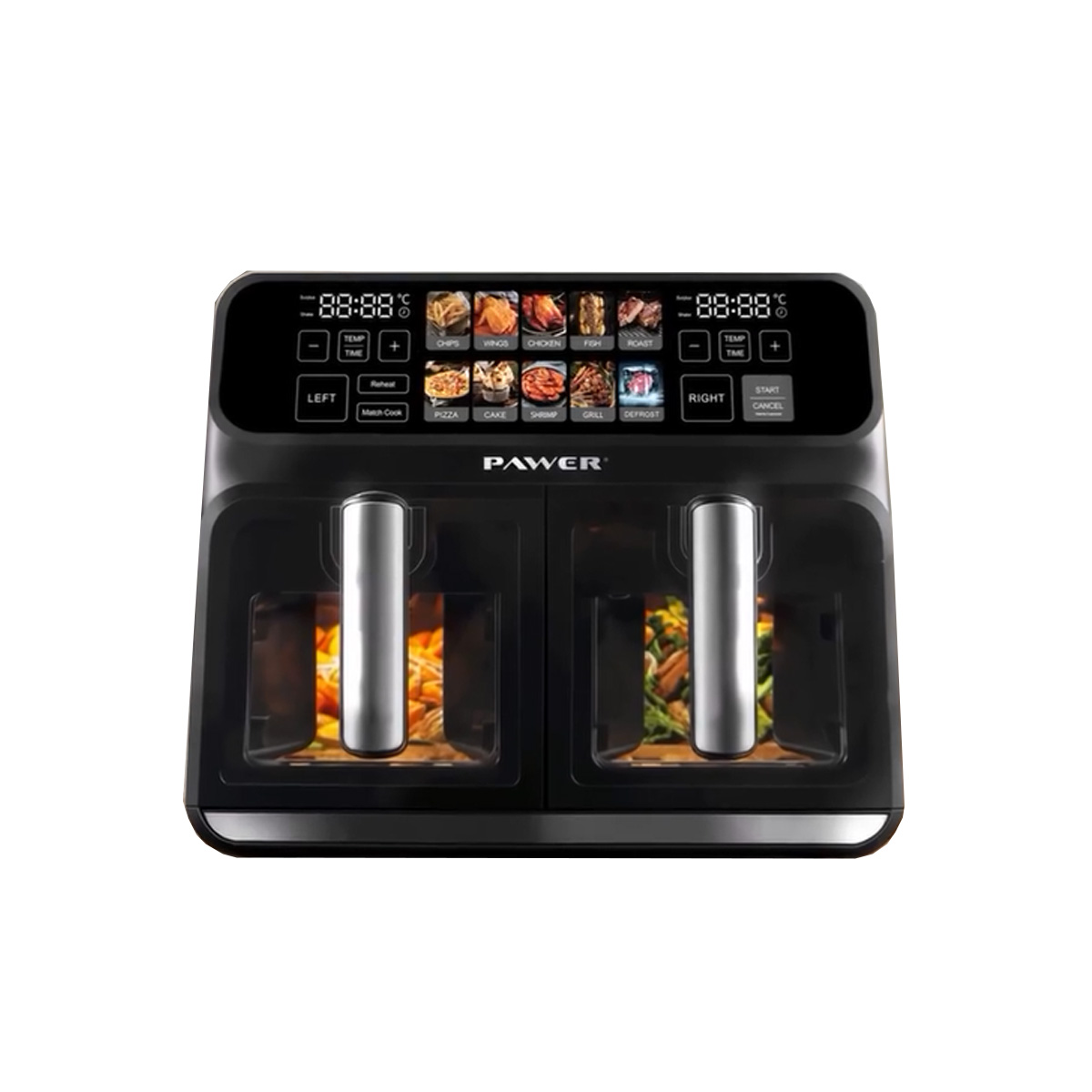 FREIDORA DE AIRE PAWER PWR-N900DBHK 9 LITROS 1900W DOBLE CANASTA DEFROST CON GRILL