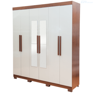 ARMARIO EL BOSQUE IMPERIO 0752759 CON ESPEJO 6 PUERTA CASTAÑO/OFF WHITE