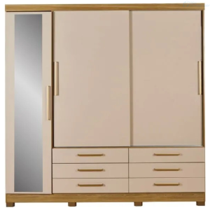 ARMARIO EL BOSQUE RULT CB01N561-NGMC 3 PUERTA 6 CAJONES CON ESPEJO NOGAL/MACADAMIA