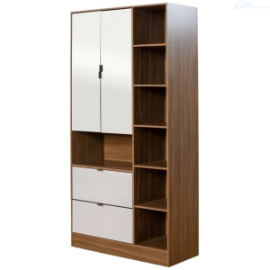 ARMARIO EL BOSQUE MULTIUSO JOY CON ESPEJO 2 PUERTA ALMENDRA/OFF WHITE