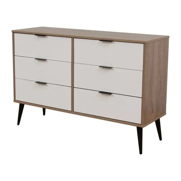 COMODA EL BOSQUE DEBRA 6 CAJONES A2067-B N0-407109+808 ROBLE OSCURO/BLANCO