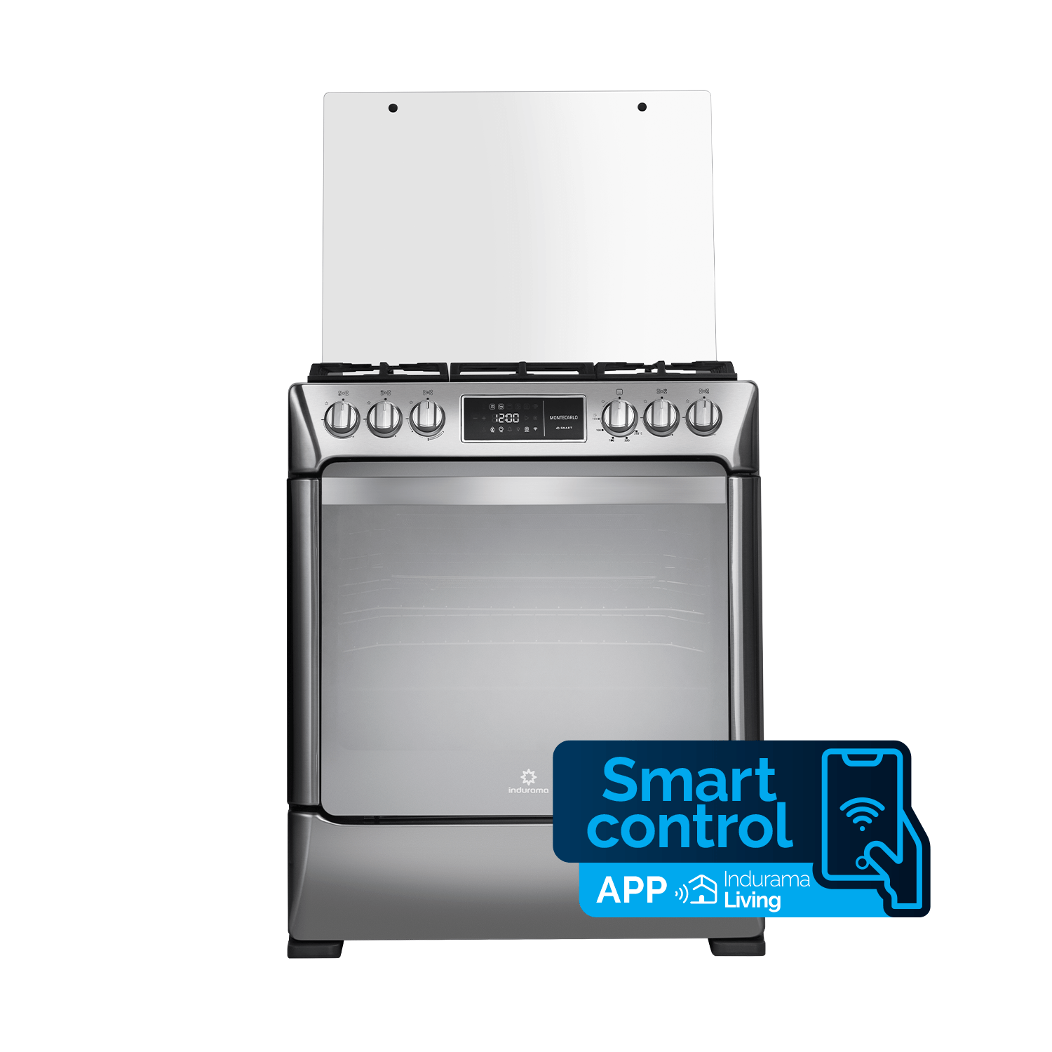 COCINA INDURAMA MONTECARLO ZAFIRO SMART 5 QUEMADORES 30 PLGDA CROMADA 30001526