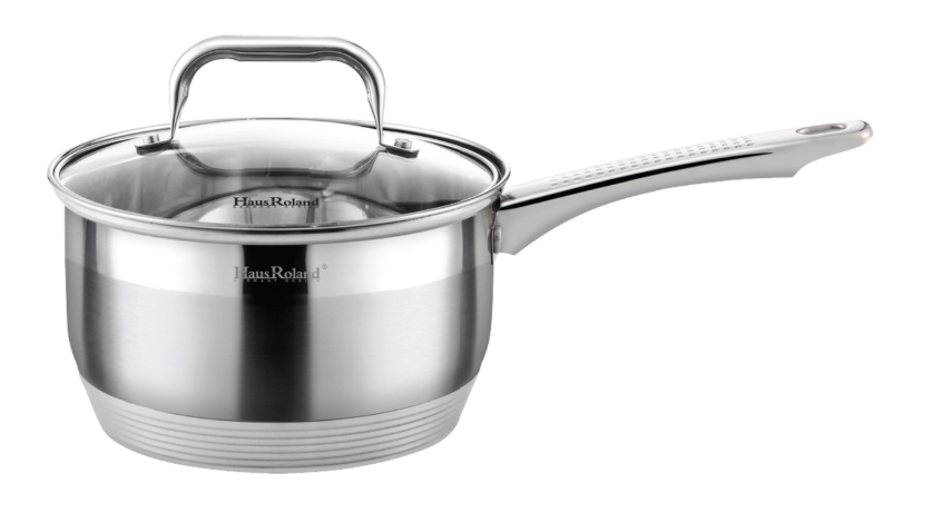CACEROLA HAUS ROLAND HR149-7 ACERO INOXIDABLE CON TAPA DE VIDRIO 16CM 1.9 LITROS