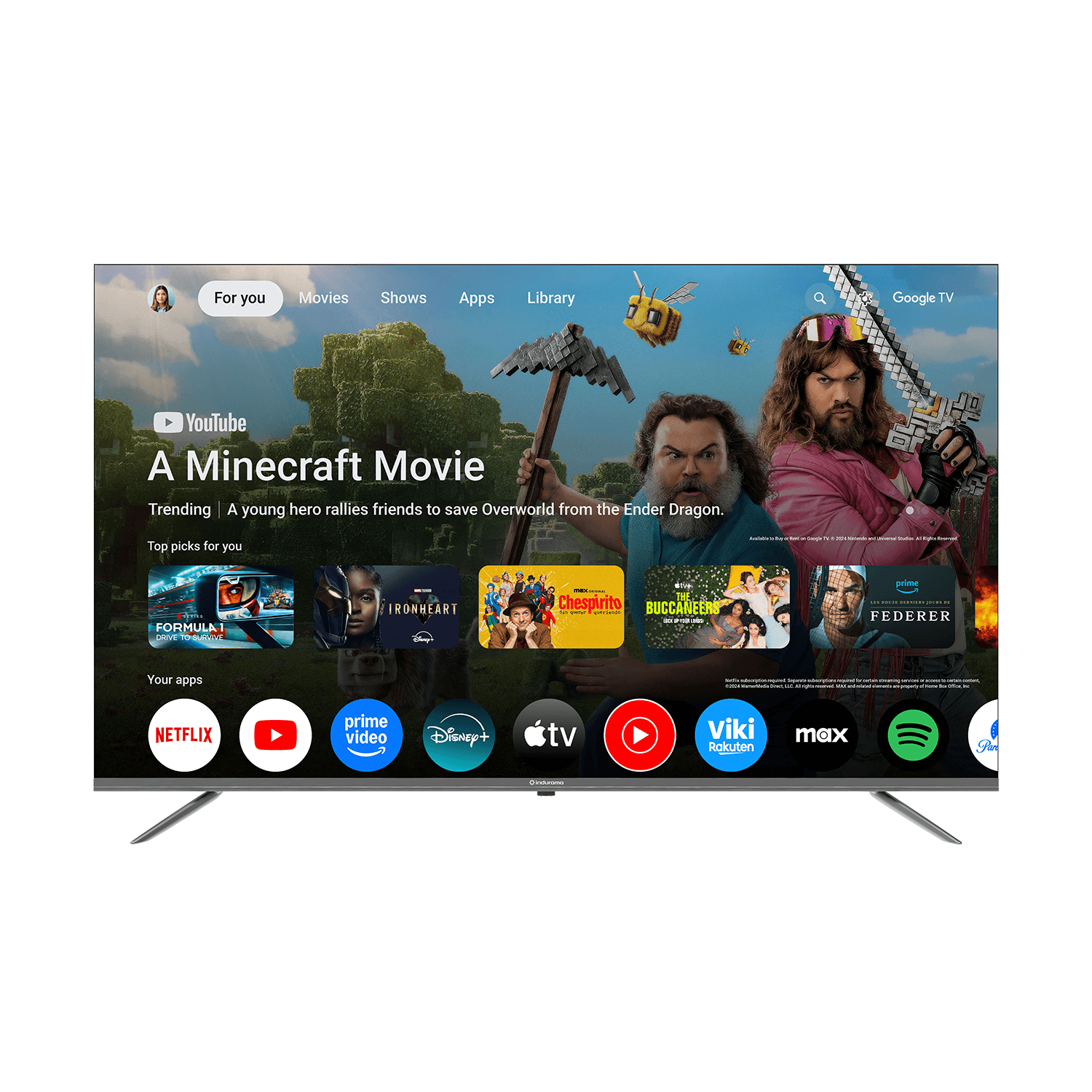 TELEVISOR INDURAMA 58 SMART LED 4K UHD 58TIKGF5UHD GOOGLE TV 5.0