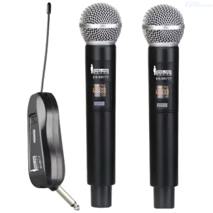 MICROFONO ENGLAND SOUND ES-SR777 DAUL INALAMBRICO UHF MULTIFRECUEN COBERTURA 50 METROS