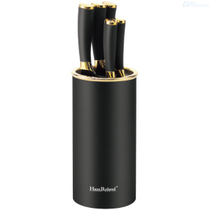 SET DE 5 CUCHILLOS HAUS ROLAND HR-6302 ACERO INOXIDABLE NEGRO/DORADO