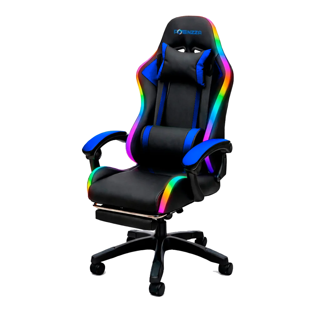 SILLA GAMER POTENZZA FH0037-PRO-1 AZUL/NEGRO FOOTREST RGB