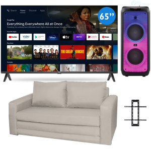 COMBO MUNDIAL TELEVISOR RCA 65 SMART LED+ SOFA-CAMA-ZION-8SZCR32+ SOPORTE PARA TV THUNDERSOUND 37 A 100 PLGDA + PARLANTE INDURAMA CMI-70 INALAMBRICO