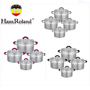 JUEGO DE OLLAS HAUS ROLAND HR121-1 8 PIEZAS ACERO INOXIDABLE TAPA Y MANGO S08599 juego BellNovainser